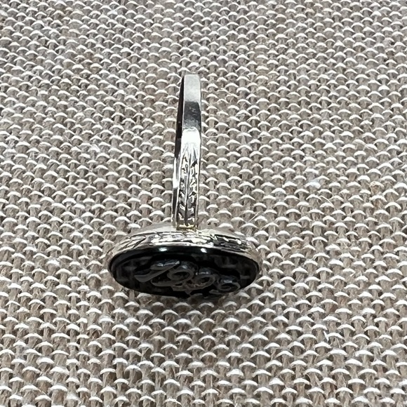 RARE 1923 ART DECO ERA BLACK ONYX RING 14K WHITE GOLD 100 years old - Picture 7 of 16